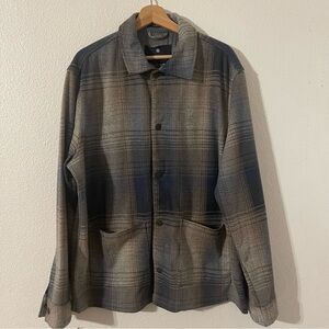 Ben Sherman Men's Size XL Blue and Gray Plaid Flannel Shirt/Jacket